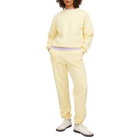 Pantalon de jogging en coton mélangé jaune avec coupe relaxed fit et 2 poches - Image 3