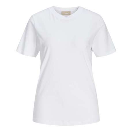 T-shirt en coton biologique mélangé blanc uni avec col rond et coupe regular fit