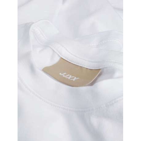T-shirt en coton biologique mélangé blanc uni avec col rond et coupe regular fit - Image 4