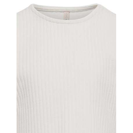 T-shirt blanc uni coupe droite avec un col rond et manches courtes - Image 3