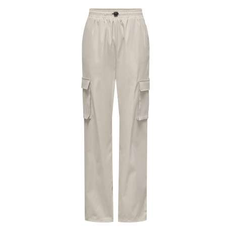 Pantalon Onlcashi Cargo Wvn Noos en coton mélangé écru uni coupe regular fit - Image 4