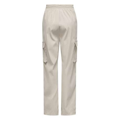 Pantalon Onlcashi Cargo Wvn Noos en coton mélangé écru uni coupe regular fit - Image 5