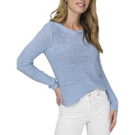Pull ciel uni coupe droite avec un col rond et à manches longues - Image 6