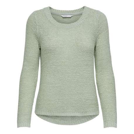 Pull vert d'eau uni coupe droite col rond et à manches longues