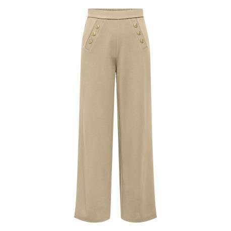 Pantalon Chino Onlsania High Waist Button beige uni coupe regular fit