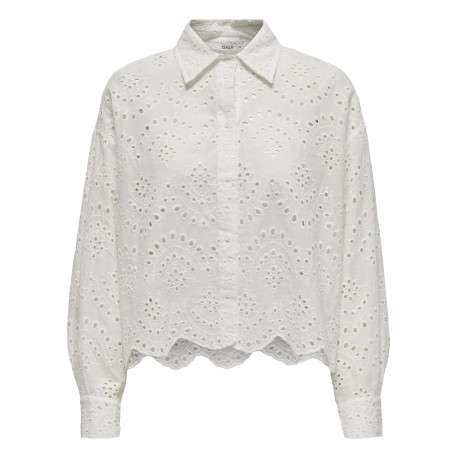 Chemisier en coton blanc uni coupe droite avec un col français