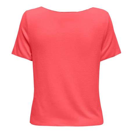 T-shirt rose uni coupe droite avec un col v et manches courtes - Image 2