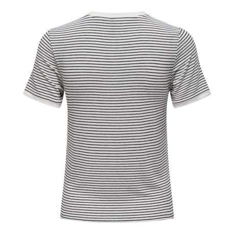 T-shirt noir rayé coupe droite col rond et des manches courtes - Image 3