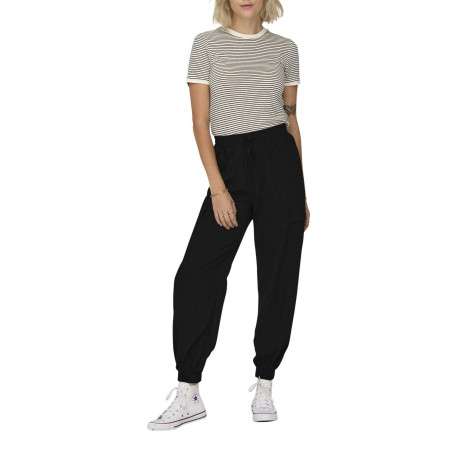 T-shirt noir rayé coupe droite col rond et des manches courtes - Image 7