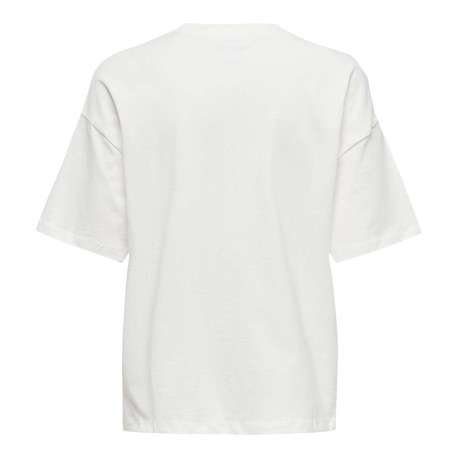 T-shirt en coton blanc imprimé coupe droite avec un col rond - Image 2