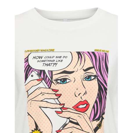T-shirt en coton blanc imprimé coupe droite avec un col rond - Image 3