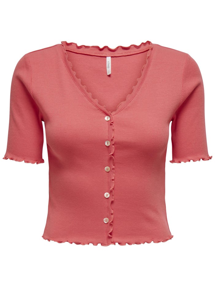 Top en coton rose uni coupe...