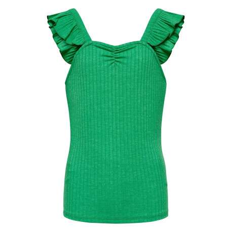 Top vert uni coupe droite avec un col v et des manches à bretelles