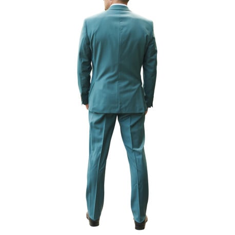 Costume vert uni en laine avec une veste et un pantalon à coupe ajustée  - Image 4