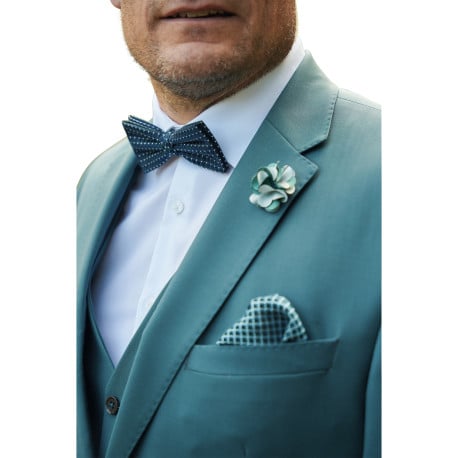 Costume vert uni en laine avec une veste et un pantalon à coupe ajustée  - Image 6