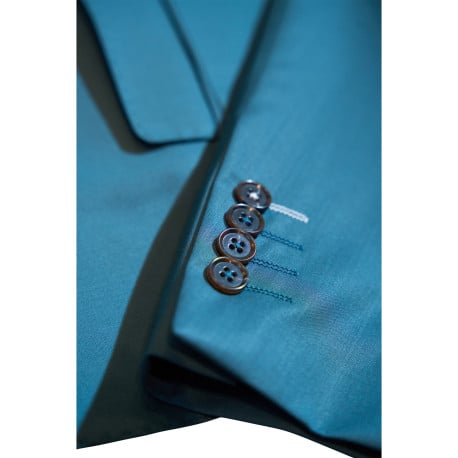 Costume vert uni en laine avec une veste et un pantalon à coupe ajustée  - Image 7