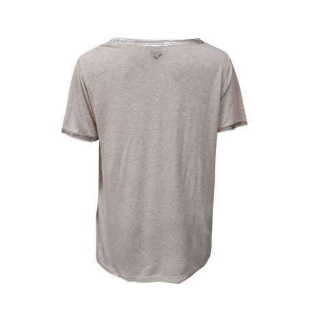 T-shirt écru chiné avec une coupe ample un col rond et des manches courtes - Image 2