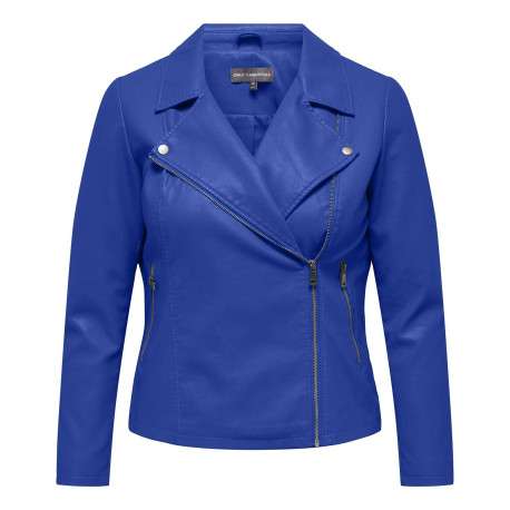 Veste perfecto Carnewmelisa Faux Leather bleue unie coupe droite col cranté