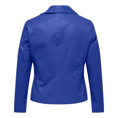 Veste perfecto Carnewmelisa Faux Leather bleue unie coupe droite col cranté - Image 2