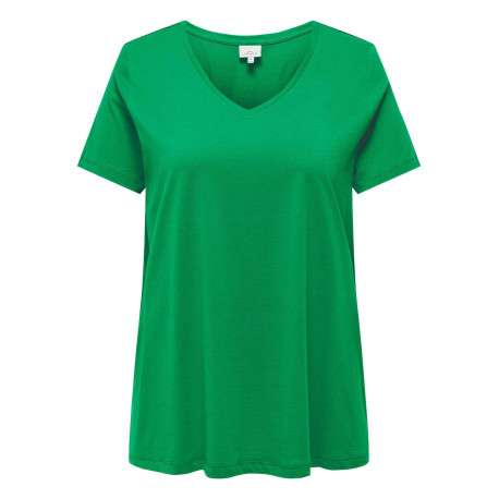 T-shirt en coton biologique vert uni avec une coupe droite col v