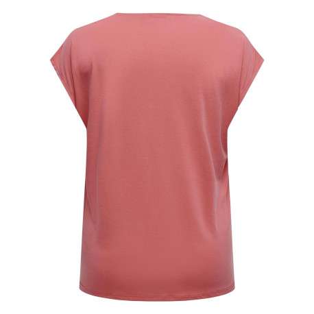 T-shirt Carfree rose uni coupe droite col v et manches courtes - Image 2