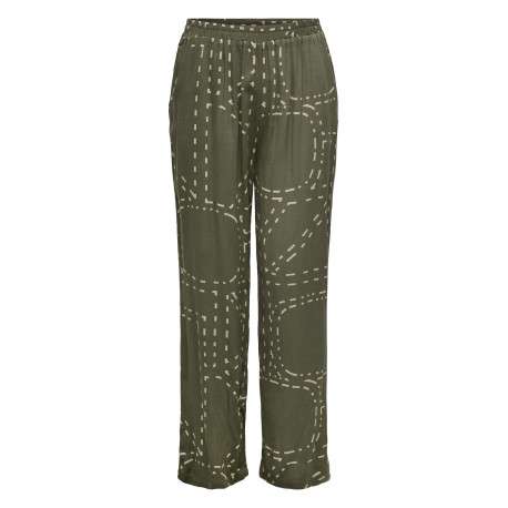 Pantalon Chino Carphoebe Life Wide Ankel kaki imprimé coupe bootcut