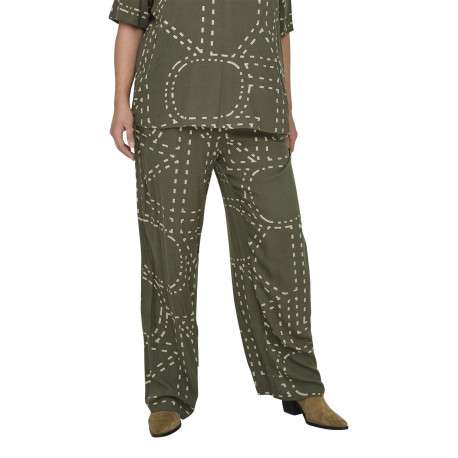 Pantalon Chino Carphoebe Life Wide Ankel kaki imprimé coupe bootcut - Image 3