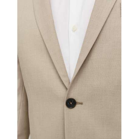 Veste de costume en laine mélangée beige avec coupe slim fit et col cranté - Image 6