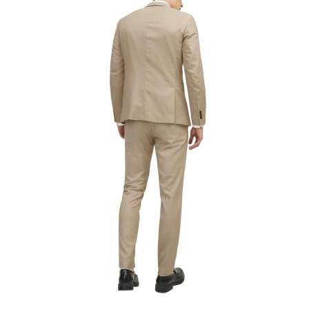 Pantalon de costume en laine mélangée beige avec une coupe slim fit - Image 4