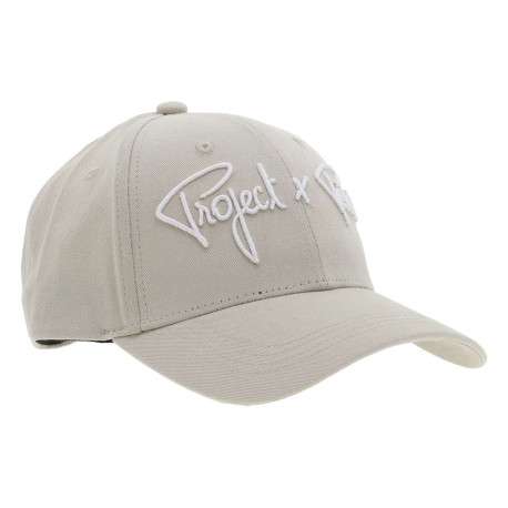 Casquette en coton gris clair uni à visière courbée et une fermeture clip inox - Image 3