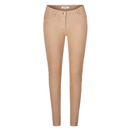 Pantalon 5 Poches beige uni avec une coupe slim et des passants pour ceinture - Image 7