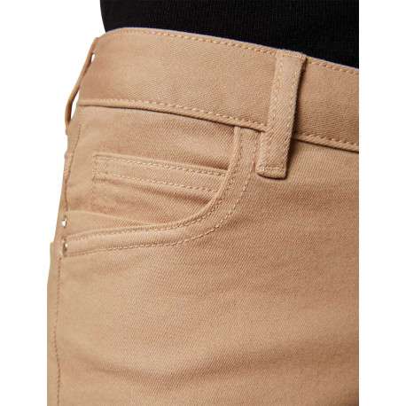 Pantalon 5 Poches beige uni avec une coupe slim et des passants pour ceinture - Image 8