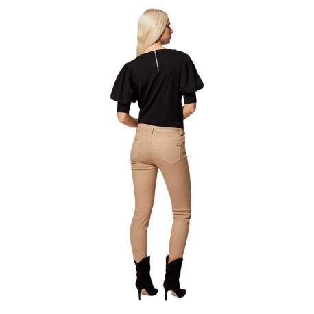 Pantalon 5 Poches beige uni avec une coupe slim et des passants pour ceinture - Image 10