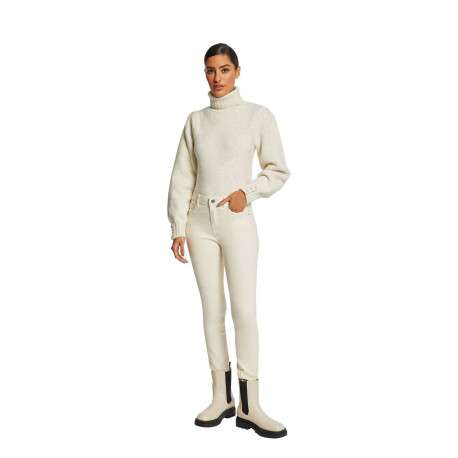 Chino écru uni avec une coupe slim et des passants au niveau de la taille - Image 11