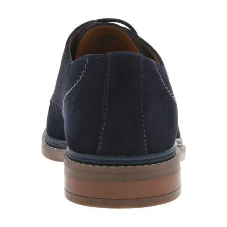 Derbies en cuir nubuck bleu marine avec un talon plat et des lacets ronds - Image 6