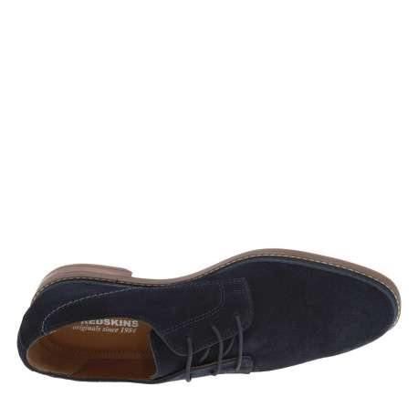 Derbies en cuir nubuck bleu marine avec un talon plat et des lacets ronds - Image 4