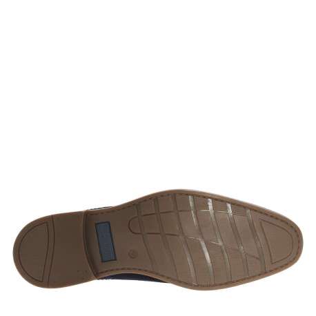 Derbies en cuir nubuck bleu marine avec un talon plat et des lacets ronds - Image 5