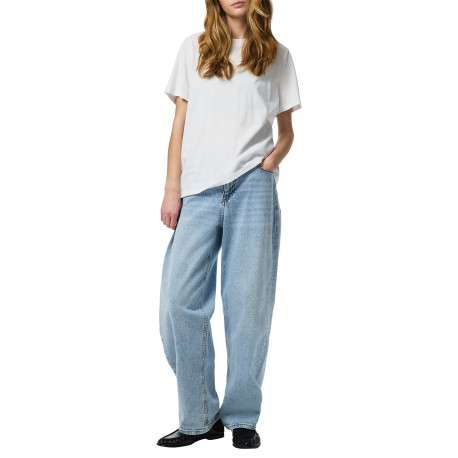 T-shirt en coton biologique blanc uni avec une coupe droite