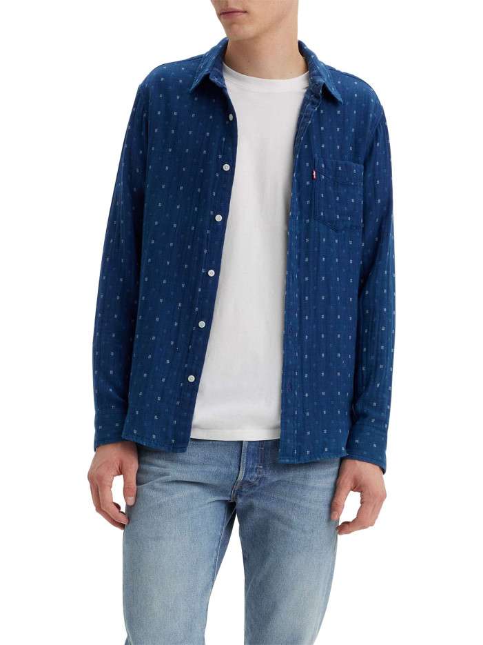 Chemise en coton bleue...