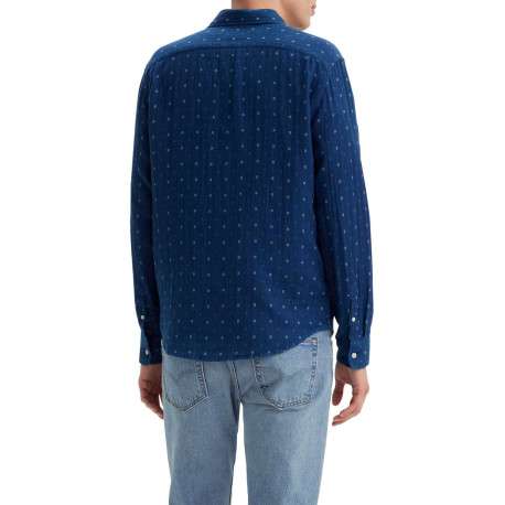 Chemise en coton bleue imprimé avec une coupe regular fit et un col français - Image 2