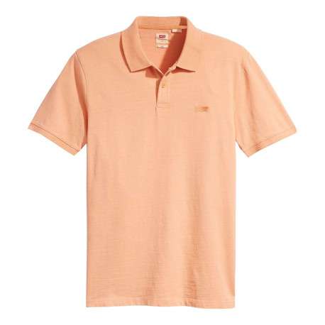 Polo en coton orange uni avec un col boutonné et une coupe droite