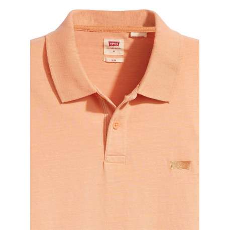 Polo en coton orange uni avec un col boutonné et une coupe droite - Image 4