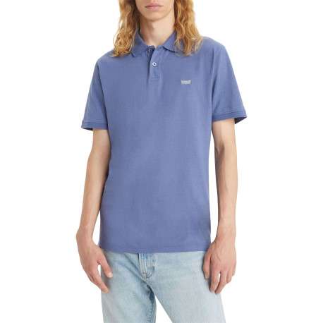 Polo en coton marine chiné avec une coupe droite et un col boutonné - Image 2