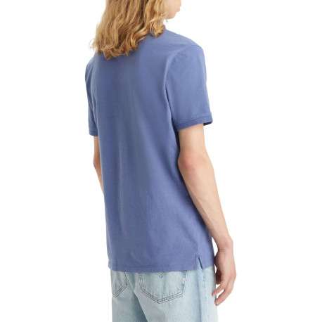 Polo en coton marine chiné avec une coupe droite et un col boutonné - Image 3