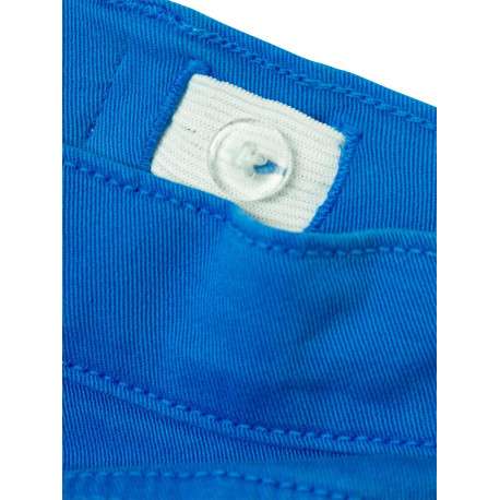 Short en coton bleu électrique uni avec une coupe droite et des poches - Image 3