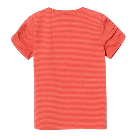T-shirt en coton corail avec des rayures horizontales et une coupe droite - Image 2