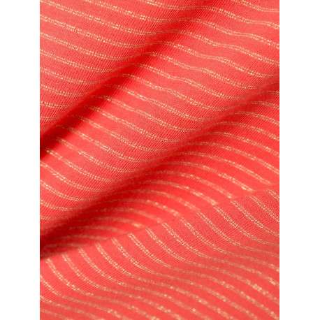 T-shirt en coton corail avec des rayures horizontales et une coupe droite - Image 3