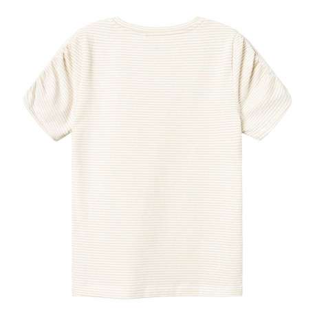 T-shirt en coton blanc avec des rayures horizontales et un col rond - Image 2