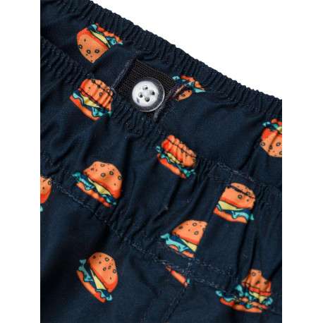 Short de bain marine imprimé hamburger avec une taille élastiquée - Image 3