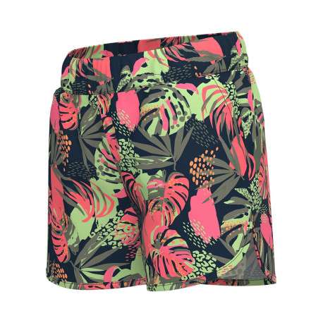 Short marine imprimé avec des feuilles à coupe droite et taille élastiquée - Image 3
